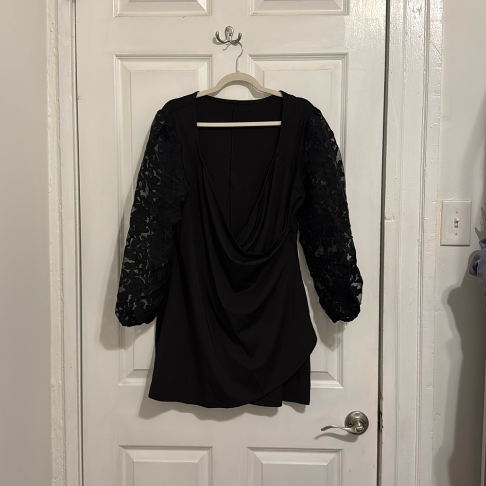 Black accent slip mini dress